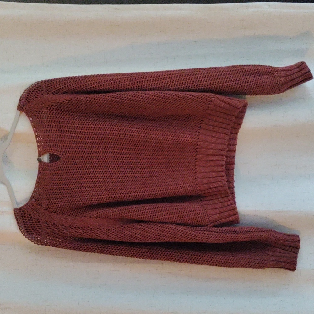 Misha & Puff Women's Soft, Cotton Net Knit Sweater - Rust Brown - Picture 6 of 12